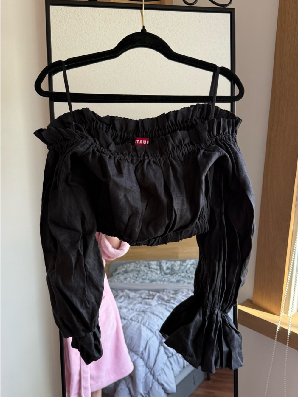 STAUD Black Kids Off-Shoulder Ruffle Top